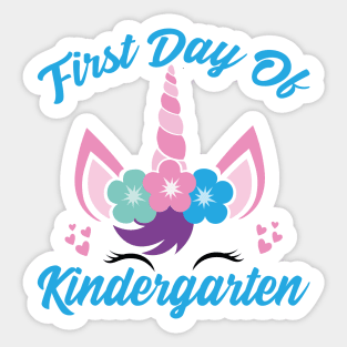 Unicorn With Blue Text | First Day of Kindergarten Sticker